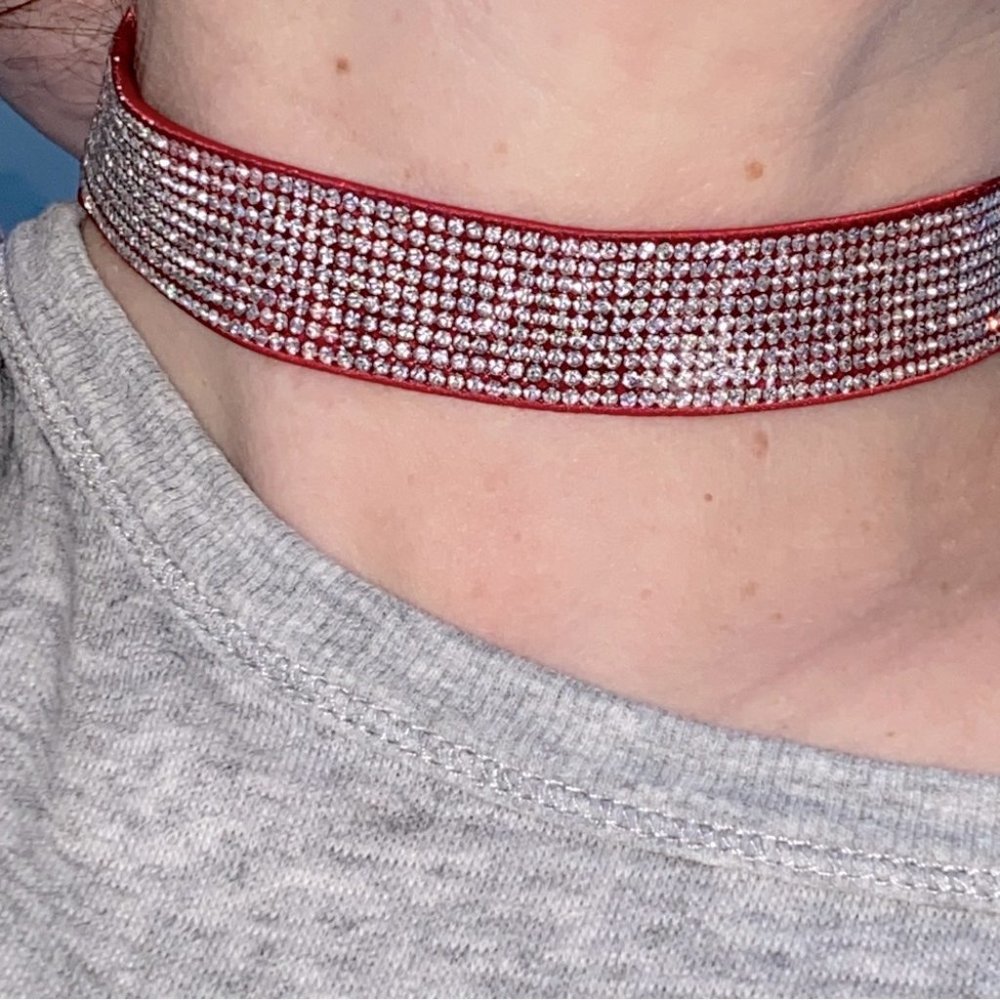 Victoria Secret Stylish Glamour Choker Red Rhinestone Necklace Collar Chocker